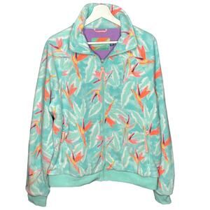 Chubbies Women's Unisex Bird Of Paradise Print Fleece Full-Zip Jacket Size Large